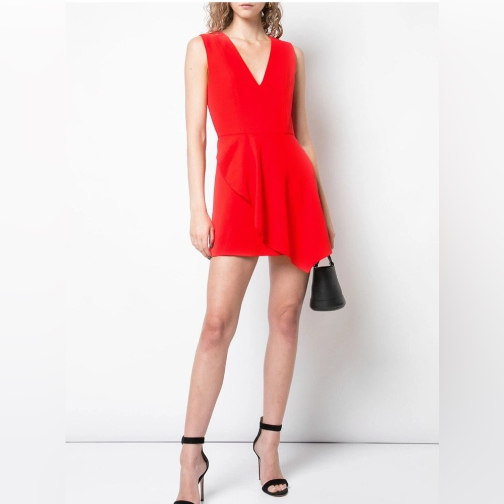 Alice + Olivia Red V-Neck Sleeveless Mini Dress